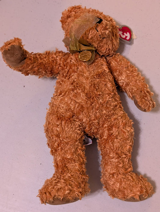 TEDDY 100 YEARS OF TEDDY BEARS W/GOLD MEDALLION  TY BEANIE BABIES (MWMT, VINTAGE, RETIRED, WITH TAG, VTG, STUFFED ANIMAL, PLUSH, TOY)
