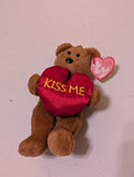 KISS ME THE BEAR - TY VALENTINY (BROWN, RED, 1999, PLUSH TOY, STUFFED ANIMAL, MWMT, VINTAGE, RETIRED)