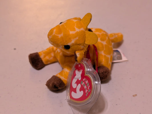 Twigs the Giraffe - Ty Beanie Baby (Yellow, Brown, 1995, Plush Toy, Stuffed Animal, MWMT, Vintage, Retired)