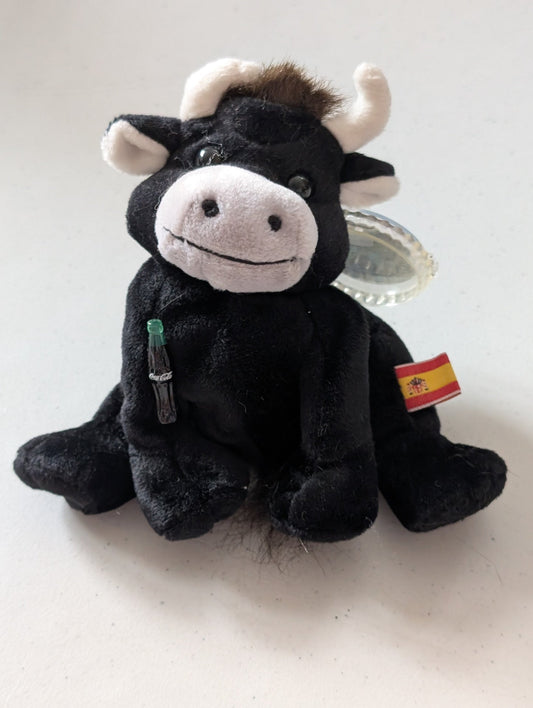 TORO THE BULL [SPAIN] COCA-COLA - 1999 INTL COLLECTION PLUSH - #0215 (COKE, COCA-COLA, COCOA COLA INTERNATIONAL, MWMT, VINTAGE, RETIRED, WITH TAG, VTG, STUFFED ANIMAL, PLUSH, TOY, BEAN BAG)