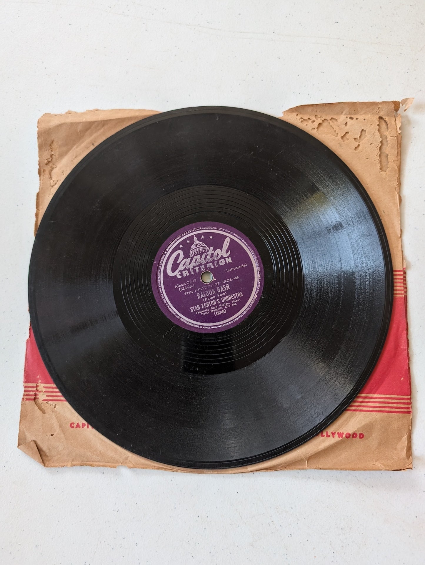 STAN KENTON'S ORCHESTRA BALBOA BASH 78 RPM RECORD