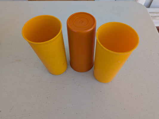 Tupperware Tumblers, Glasses, 14 oz, Harvest colors set of 3
