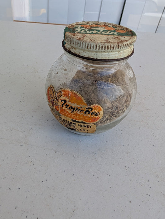 Tropic Bee Florida Orange Blossom Honey jar mid century vintage