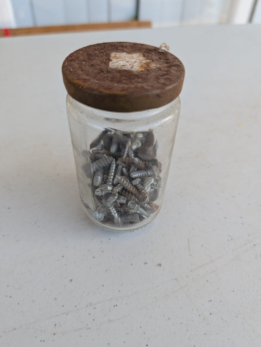 Glass Jar With Metal Lid And Screws Hardware Jar Vintage Style
