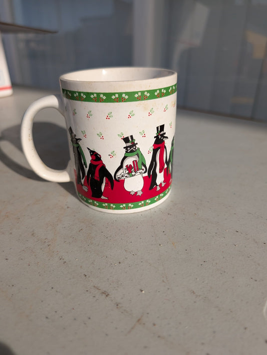 PARTYING PENGUINS MUG VINTAGE 1980S