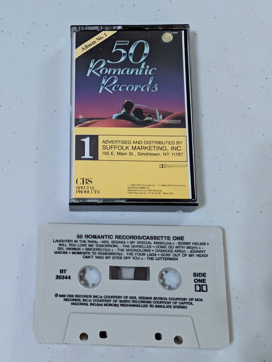 50 ROMANTIC RECORDS ALBUM NO. 1 (CASSETTE, TAPE, ALBUM, MUSIC, VINTAGE, OOP)