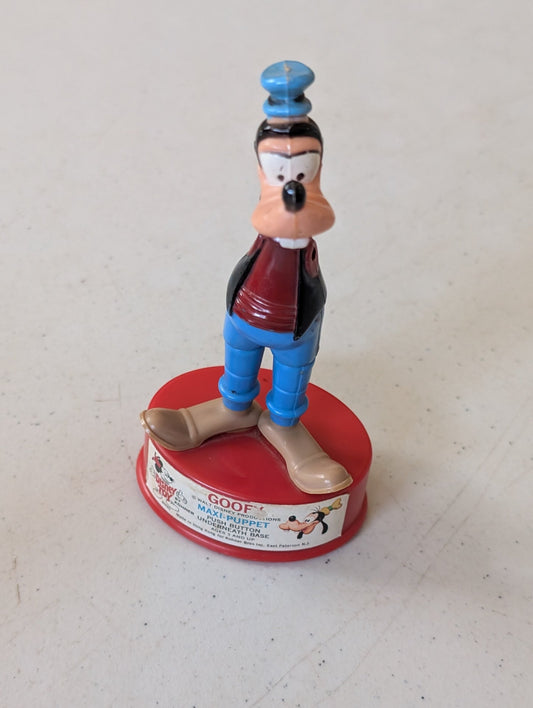 GOOFY WALT DISNEY - MAXI PUPPET PUSH UP 1975 HONG KONG - DAMAGED (VINTAGE, COLLECTABLE, NOSTALGIA, TOY)