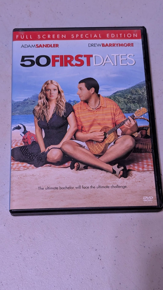50 FIRST DATES DVD MOVIE 2004 FULL SCREEN STARS ADAM SANDLER AND DREW BARRYMORE