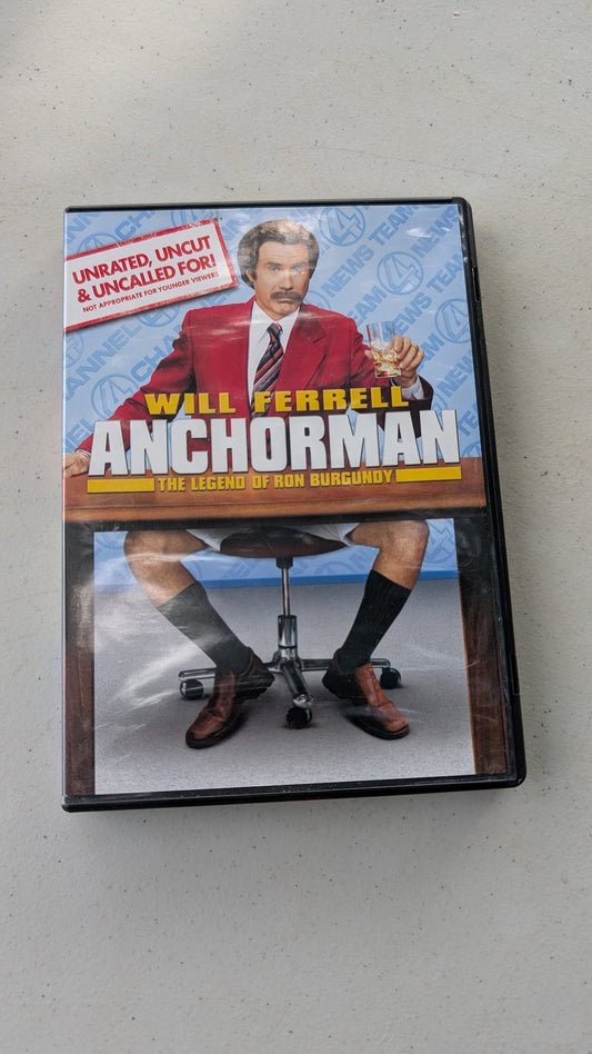 ANCHORMAN: THE LEGEND OF RON BURGUNDY DVD WILL FERRELL UNRATED, UNCUT, UNCALLED