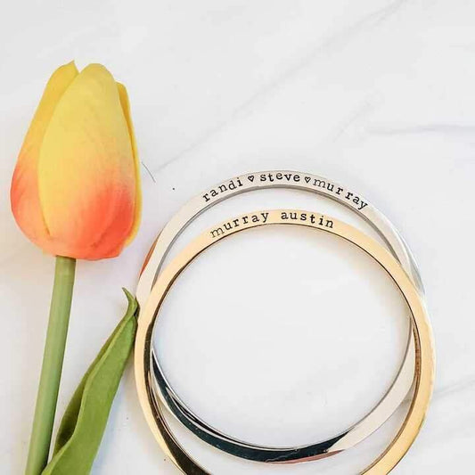 PERSONALIZED STAINLESS STEEL BANGLE BRACELET