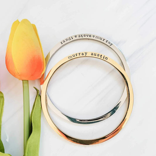 PERSONALIZED STAINLESS STEEL BANGLE BRACELET
