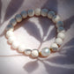 STRETCHY WHITE PEARL LIGHT WOOD BRACELET - KAHULA