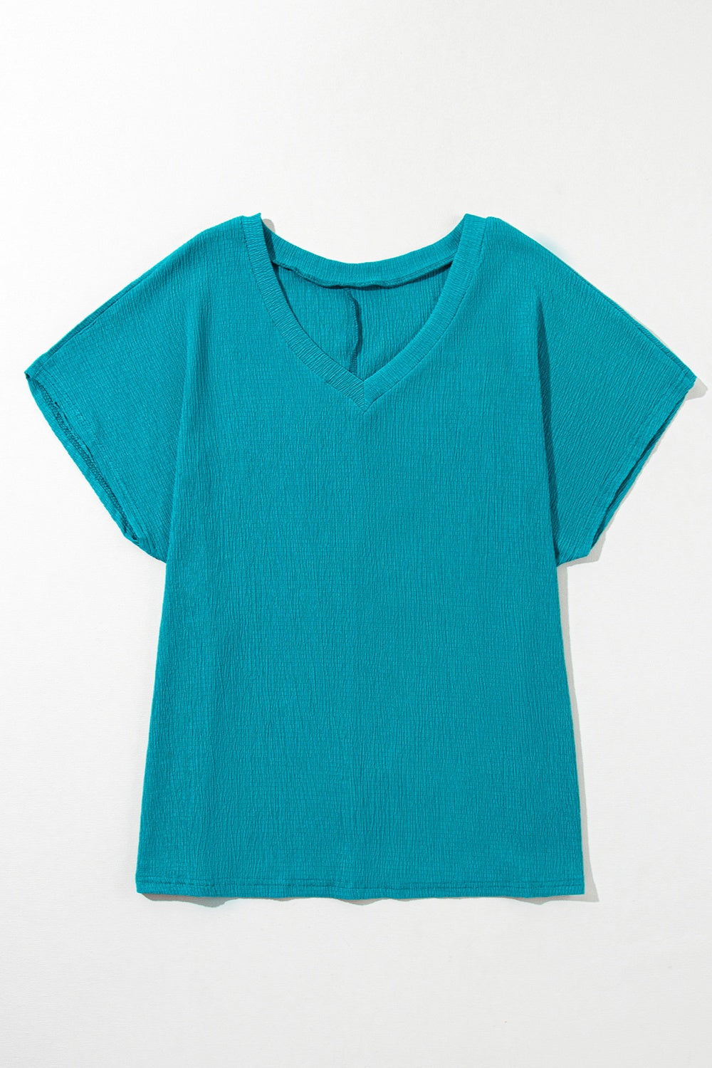 V-NECK SHORT SLEEVE TOP-Thriftique Marketplace