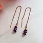 PURPLE AMETHYST BEADS THREADER EARRINGS