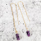 PURPLE AMETHYST BEADS THREADER EARRINGS