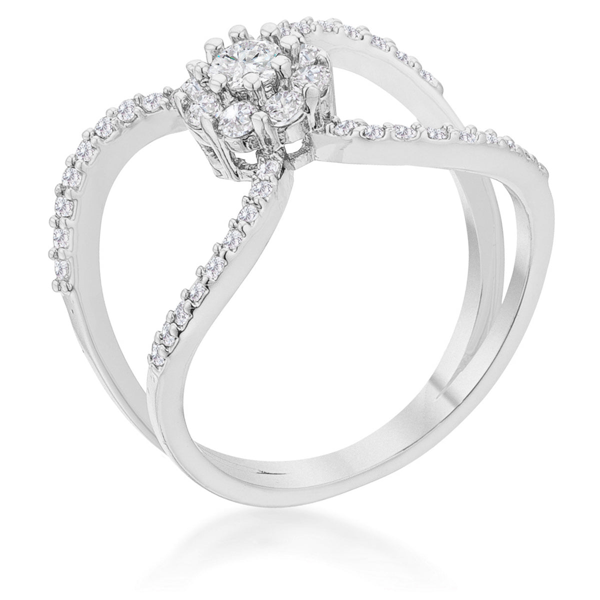 0.4CT CZ DELICATE FLORAL WRAP RING