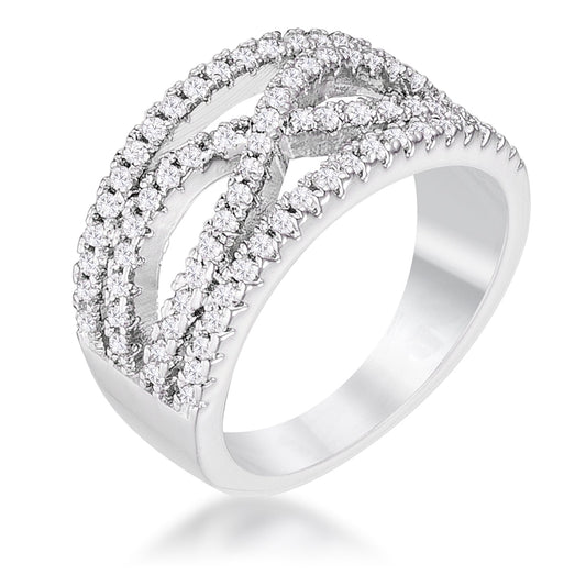 .4CT PLATED CLASSIC TWIST WIDE CZ RING