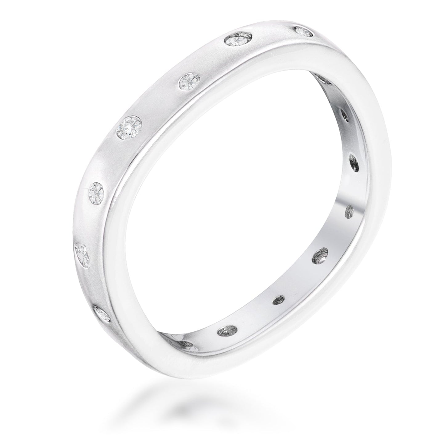 .23CT PLATED CZ SPECKLED SQUARE SHAPED STACKABLE BAND