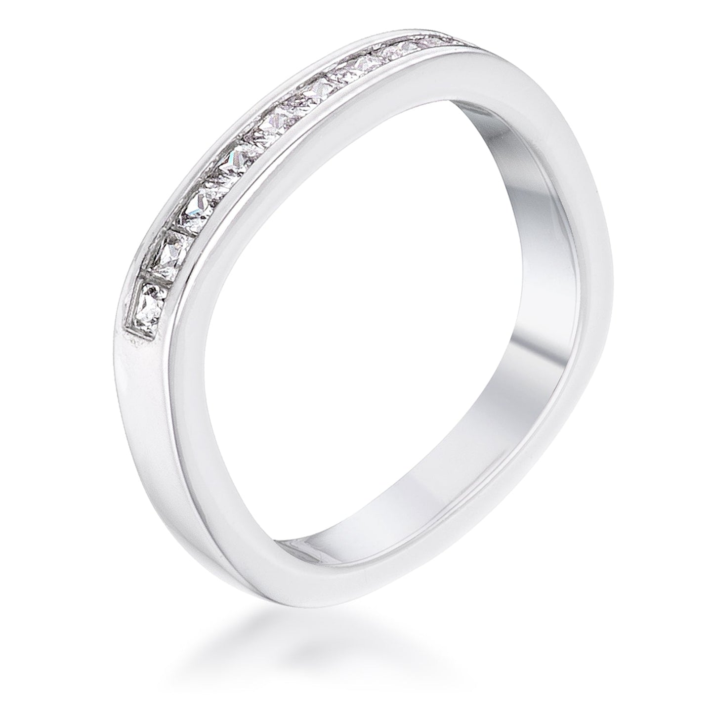 .9CT CHANNEL SET PRINCESS CUT PLATED SQUARE SHAPED STACKABLE BAND