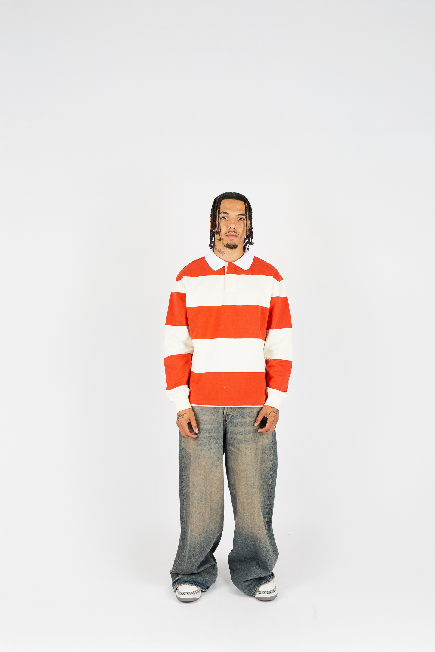 THE LABEL STRIPED RUGBY POLO