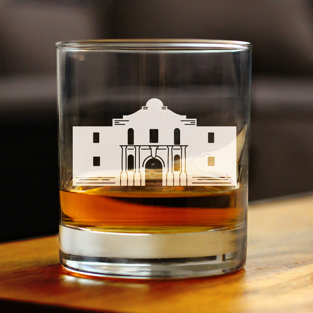 THE ALAMO WHISKEY ROCKS GLASS - STATE OF TEXAS GIFTS AND SOUVENIRS FOR TEXANS - 10.25 OZ GLASSES