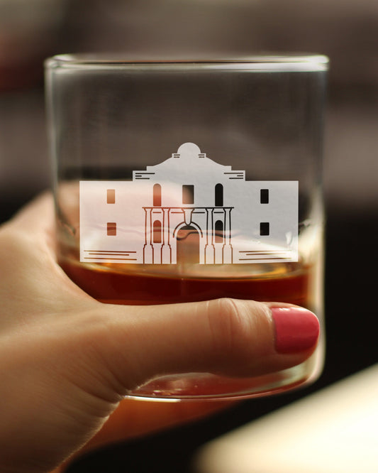 THE ALAMO WHISKEY ROCKS GLASS - STATE OF TEXAS GIFTS AND SOUVENIRS FOR TEXANS - 10.25 OZ GLASSES