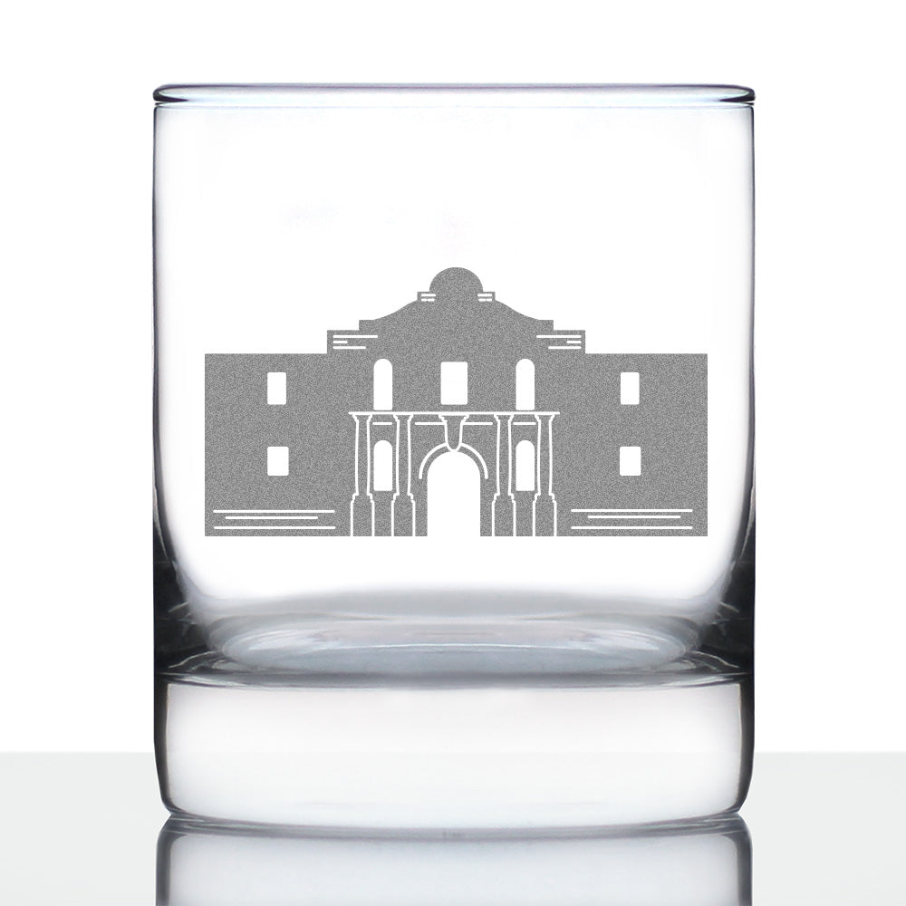 THE ALAMO WHISKEY ROCKS GLASS - STATE OF TEXAS GIFTS AND SOUVENIRS FOR TEXANS - 10.25 OZ GLASSES