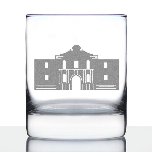 THE ALAMO WHISKEY ROCKS GLASS - STATE OF TEXAS GIFTS AND SOUVENIRS FOR TEXANS - 10.25 OZ GLASSES