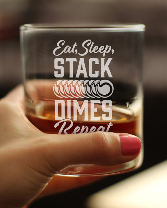 STACK DIMES - WHISKEY ROCKS GLASS - UNIQUE GIFTS FOR WELDERS - 10.25 OZ GLASSES