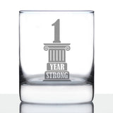 1 YEAR STRONG ENGRAVED ROCKS GLASS GIFTS 1ST ANNIVERSARY PARTY DECOR WEIGHTED WHISKEY GLASSES - 10.25 OZ