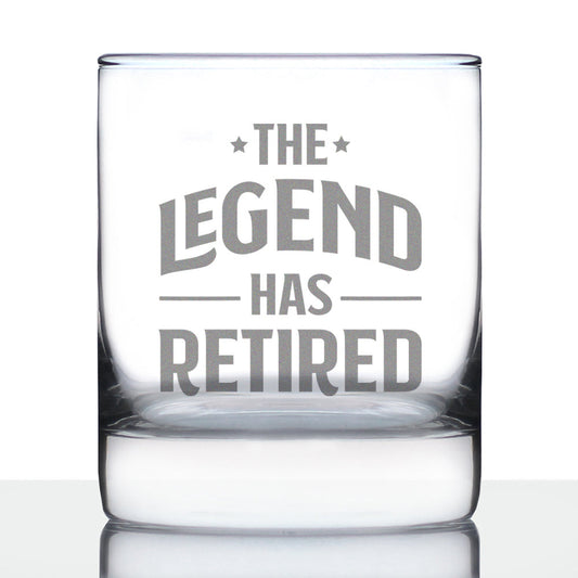 THE LEGEND HAS RETIRED - WHISKEY ROCKS GLASS - FUNNY RETIREMENT GIFTS FOR BOSS OR COWORKERS - 10.25 OZ