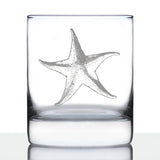 STARFISH ROCKS GLASS - BEACH THEMED DECOR AND DECORATIVE OCEAN GLASSWARE GIFTS FOR WOMEN AND MEN - 10.25 OZ GLASSES