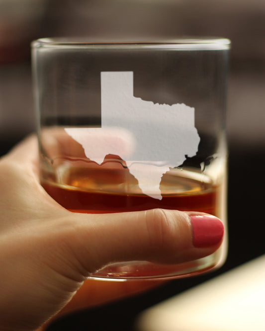 TEXAS STATE OUTLINE WHISKEY ROCKS GLASS - STATE THEMED DRINKING DECOR AND GIFTS FOR TEXAN WOMEN & MEN - 10.25 OZ WHISKY TUMBLER GLASSES