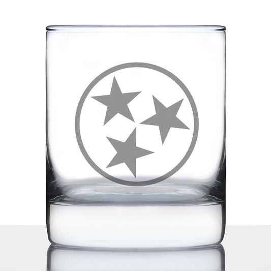 TENNESSEE FLAG WHISKEY ROCKS GLASS - STATE THEMED DRINKING DECOR AND GIFTS FOR TENNESSEAN WOMEN & MEN - 10.25 OZ WHISKY TUMBLER GLASSES