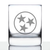 TENNESSEE FLAG WHISKEY ROCKS GLASS - STATE THEMED DRINKING DECOR AND GIFTS FOR TENNESSEAN WOMEN & MEN - 10.25 OZ WHISKY TUMBLER GLASSES
