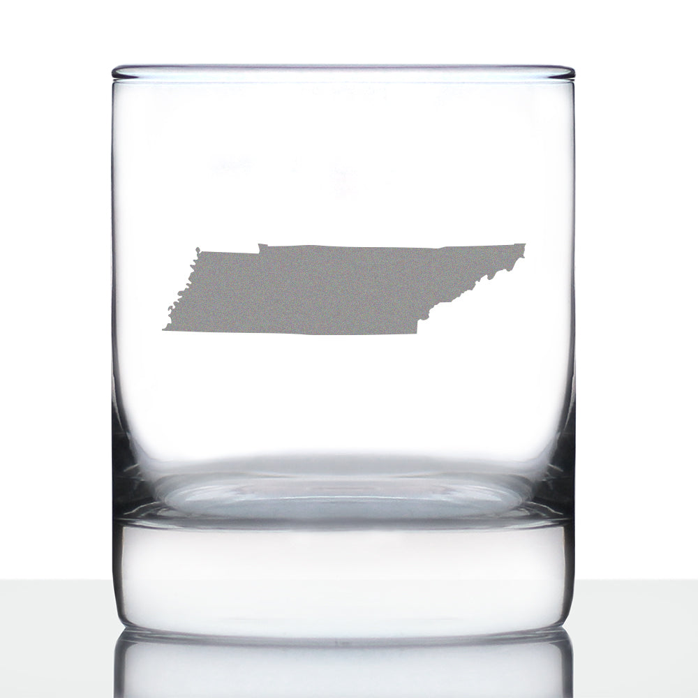 TENNESSEE STATE OUTLINE WHISKEY ROCKS GLASS - STATE THEMED DRINKING DECOR AND GIFTS FOR TENNESSEEAN WOMEN & MEN - 10.25 OZ WHISKY TUMBLER GLASSES