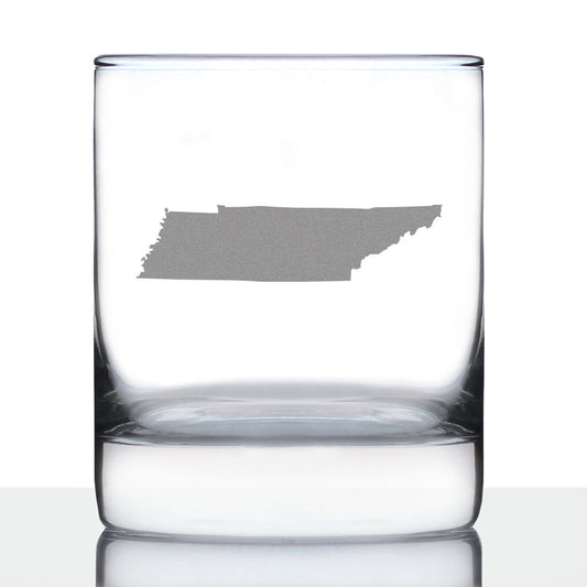 TENNESSEE STATE OUTLINE WHISKEY ROCKS GLASS - STATE THEMED DRINKING DECOR AND GIFTS FOR TENNESSEEAN WOMEN & MEN - 10.25 OZ WHISKY TUMBLER GLASSES