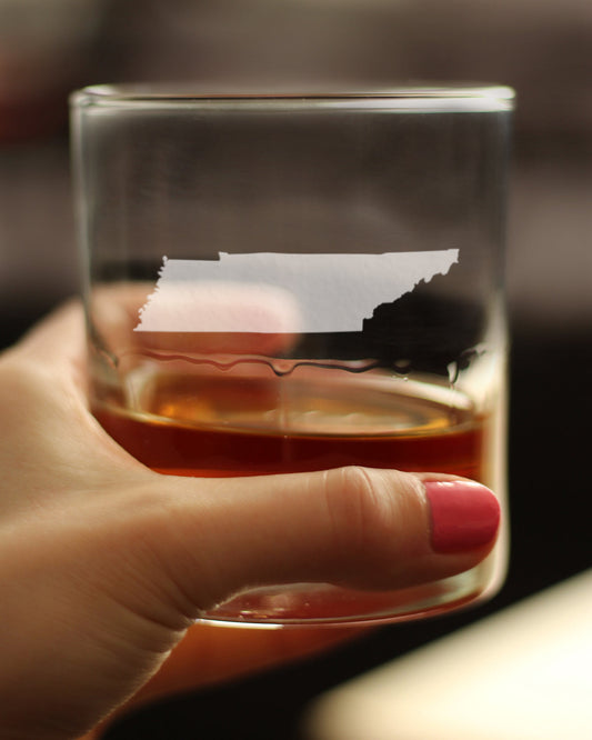 TENNESSEE STATE OUTLINE WHISKEY ROCKS GLASS - STATE THEMED DRINKING DECOR AND GIFTS FOR TENNESSEEAN WOMEN & MEN - 10.25 OZ WHISKY TUMBLER GLASSES