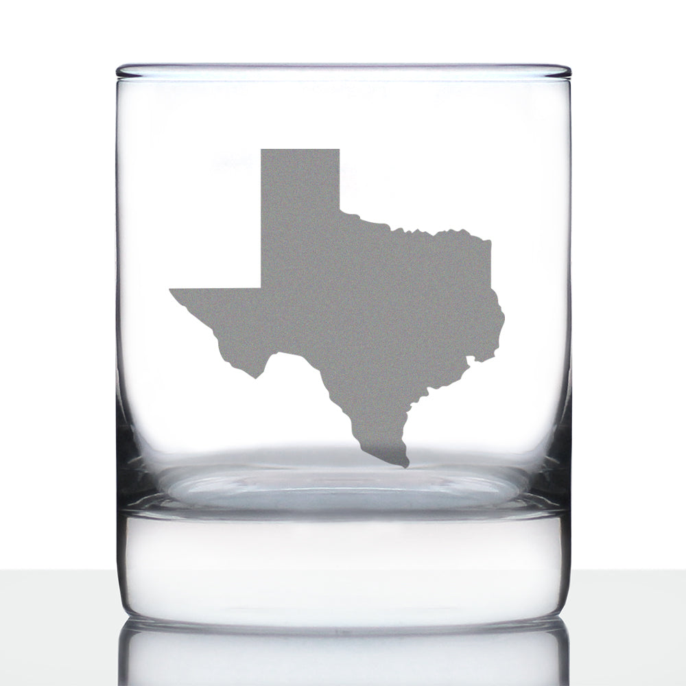 TEXAS STATE OUTLINE WHISKEY ROCKS GLASS - STATE THEMED DRINKING DECOR AND GIFTS FOR TEXAN WOMEN & MEN - 10.25 OZ WHISKY TUMBLER GLASSES