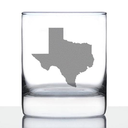 TEXAS STATE OUTLINE WHISKEY ROCKS GLASS - STATE THEMED DRINKING DECOR AND GIFTS FOR TEXAN WOMEN & MEN - 10.25 OZ WHISKY TUMBLER GLASSES