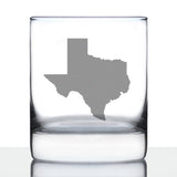 TEXAS STATE OUTLINE WHISKEY ROCKS GLASS - STATE THEMED DRINKING DECOR AND GIFTS FOR TEXAN WOMEN & MEN - 10.25 OZ WHISKY TUMBLER GLASSES