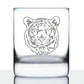 TIGER FACE WHISKEY ROCKS GLASS - UNIQUE TIGER THEMED DECOR AND GIFTS FOR ANIMAL LOVERS - 10.25 OZ GLASSES