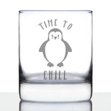 TIME TO CHILL - FUNNY CUTE PENGUIN THEMED GIFTS AND DECOR FOR MEN & WOMEN - FUN WHISKY DRINKING TUMBLER DÉCOR