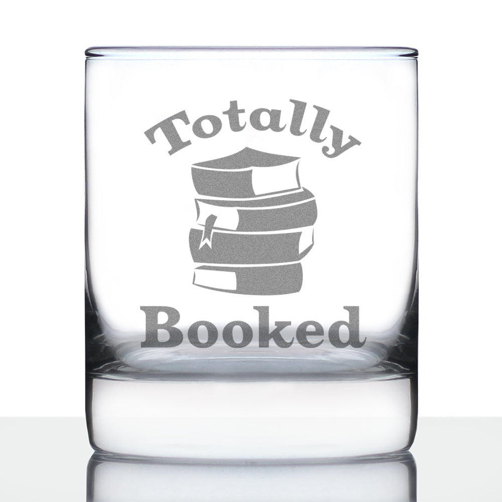 TOTALLY BOOKED - WHISKEY ROCKS GLASS - CUTE FUNNY BOOK CLUB GIFTS FOR LOVERS OF READING & FUN LIBRARIANS - 10.25 OZ