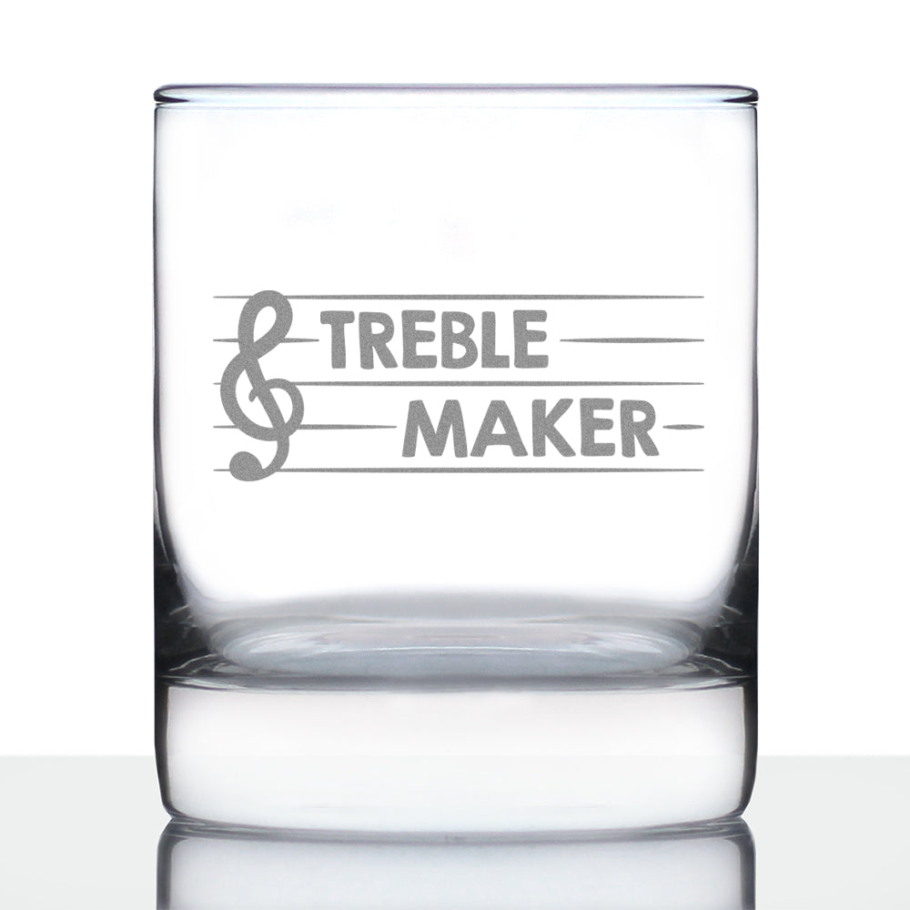 TREBLE MAKER - WHISKEY ROCKS GLASS - CUTE UNIQUE MUSIC TEACHER GIFTS FOR MUSICAL MEN & WOMEN - 10.25 OZ