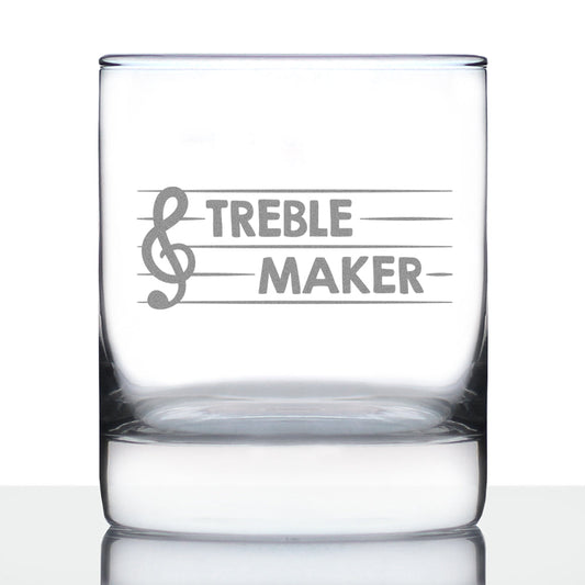 TREBLE MAKER - WHISKEY ROCKS GLASS - CUTE UNIQUE MUSIC TEACHER GIFTS FOR MUSICAL MEN & WOMEN - 10.25 OZ