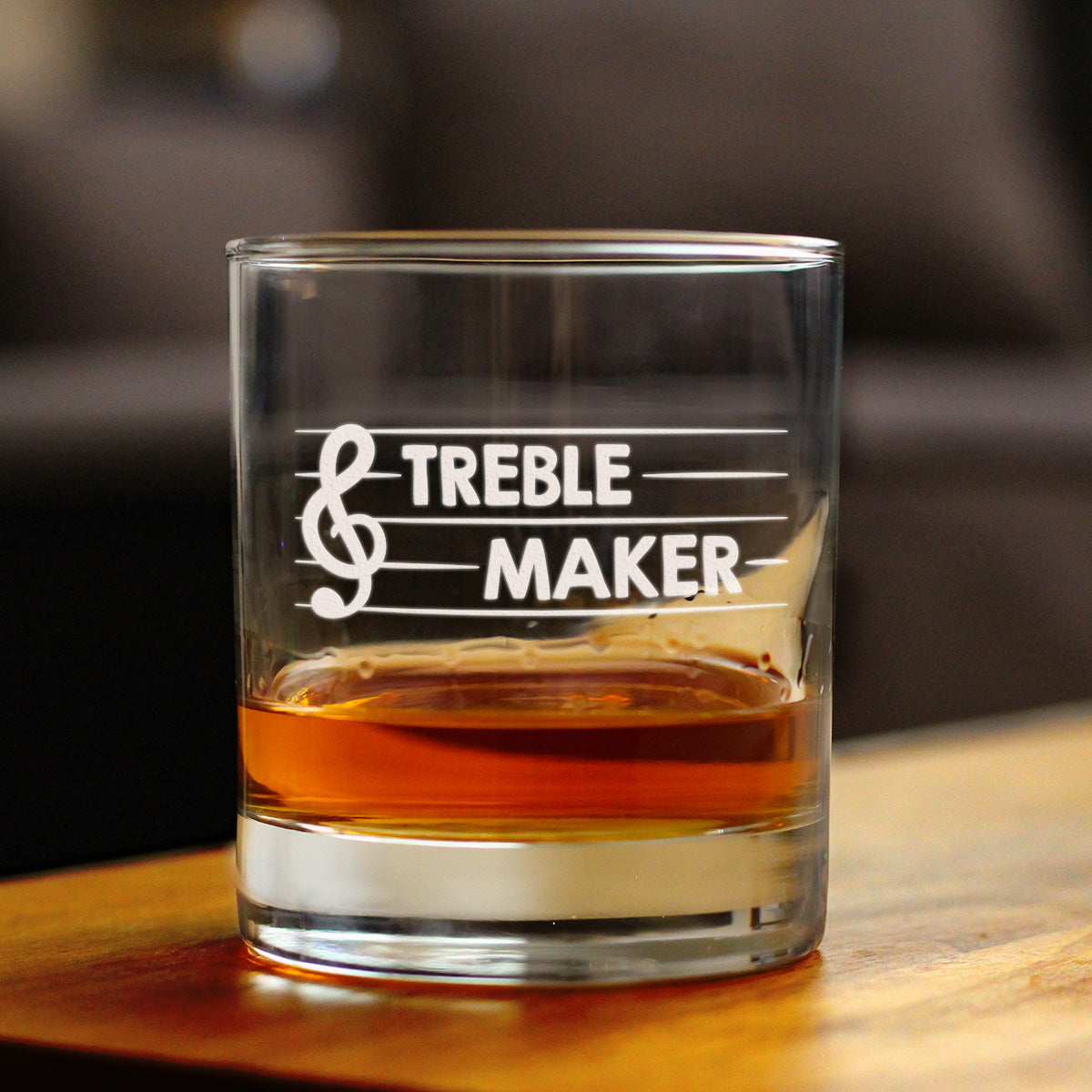TREBLE MAKER - WHISKEY ROCKS GLASS - CUTE UNIQUE MUSIC TEACHER GIFTS FOR MUSICAL MEN & WOMEN - 10.25 OZ