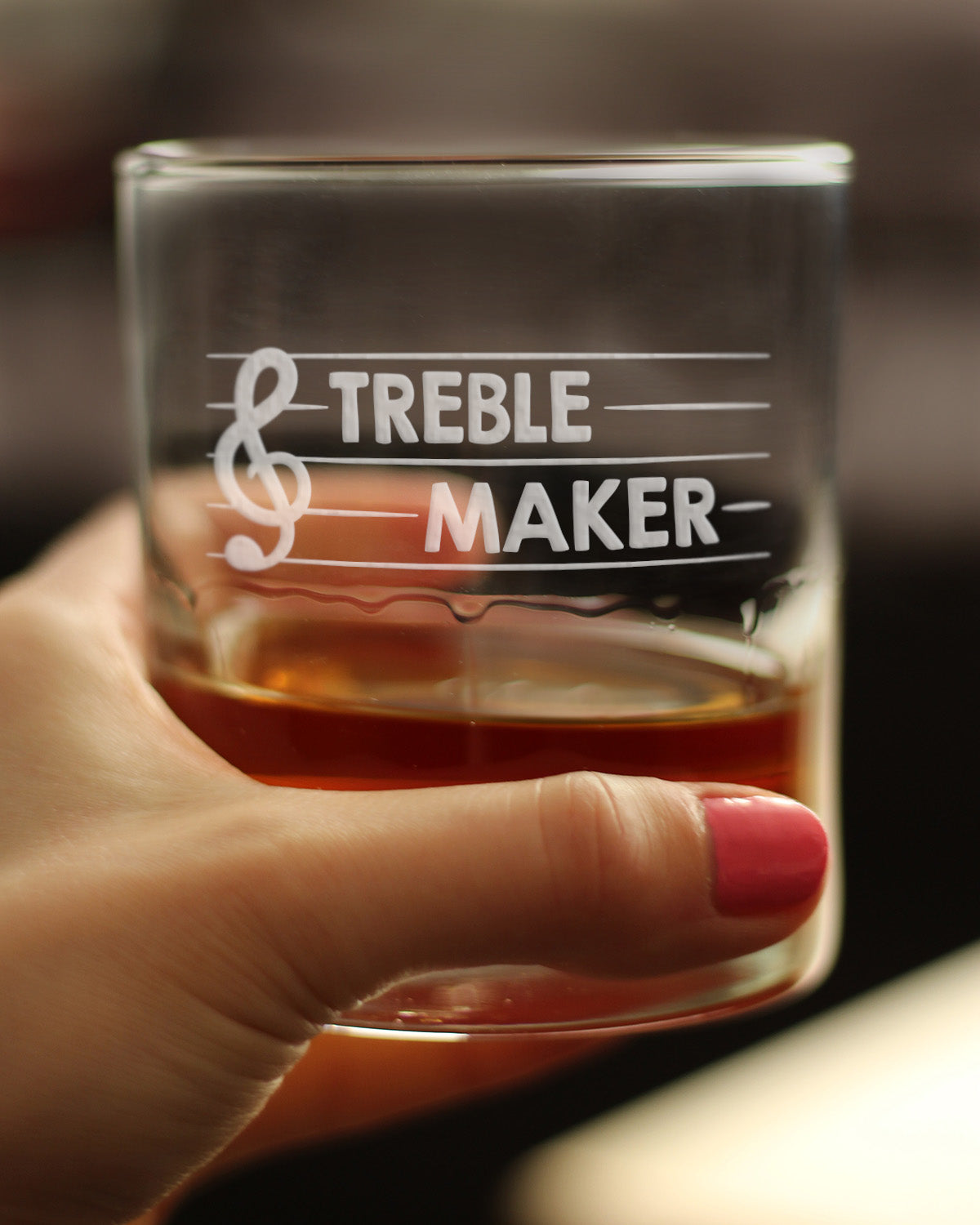 TREBLE MAKER - WHISKEY ROCKS GLASS - CUTE UNIQUE MUSIC TEACHER GIFTS FOR MUSICAL MEN & WOMEN - 10.25 OZ