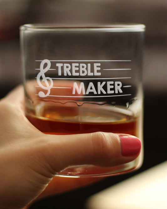 TREBLE MAKER - WHISKEY ROCKS GLASS - CUTE UNIQUE MUSIC TEACHER GIFTS FOR MUSICAL MEN & WOMEN - 10.25 OZ