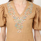 TONAL EMBROIDERED BROWN ROMPER DRESS - XS TO XL